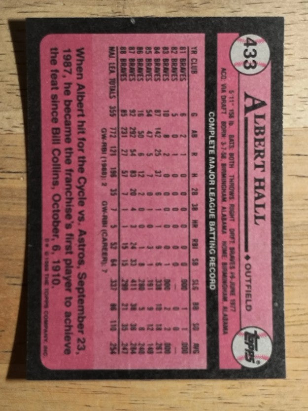 1989 Topps #433 Albert Hall