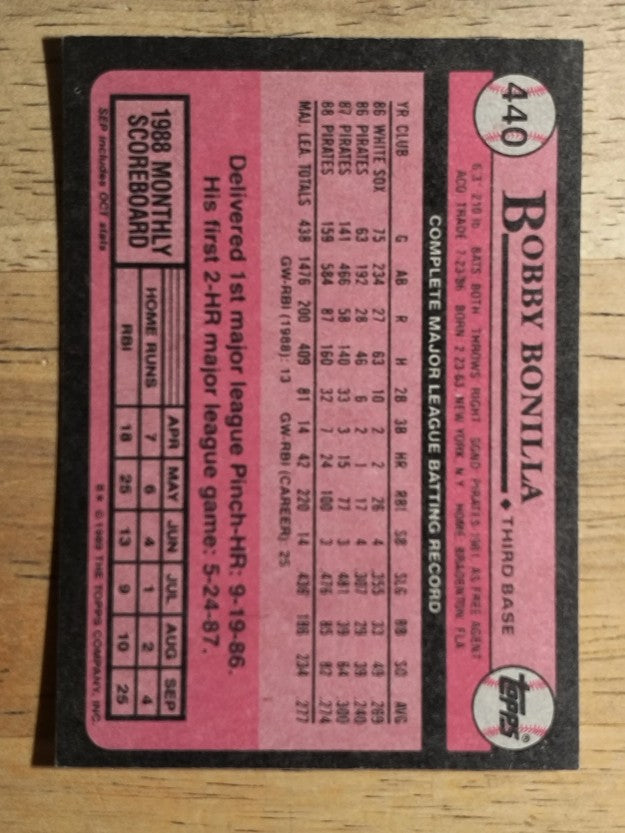1989 Topps #440 Bobby Bonilla