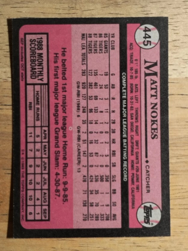 1989 Topps #445 Matt Nokes
