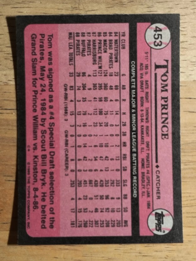 1989 Topps #453 Tom Prince