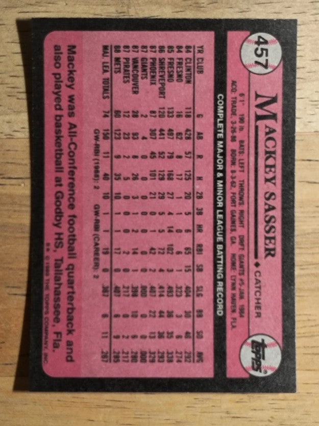 1989 Topps #457 Mackey Sasser