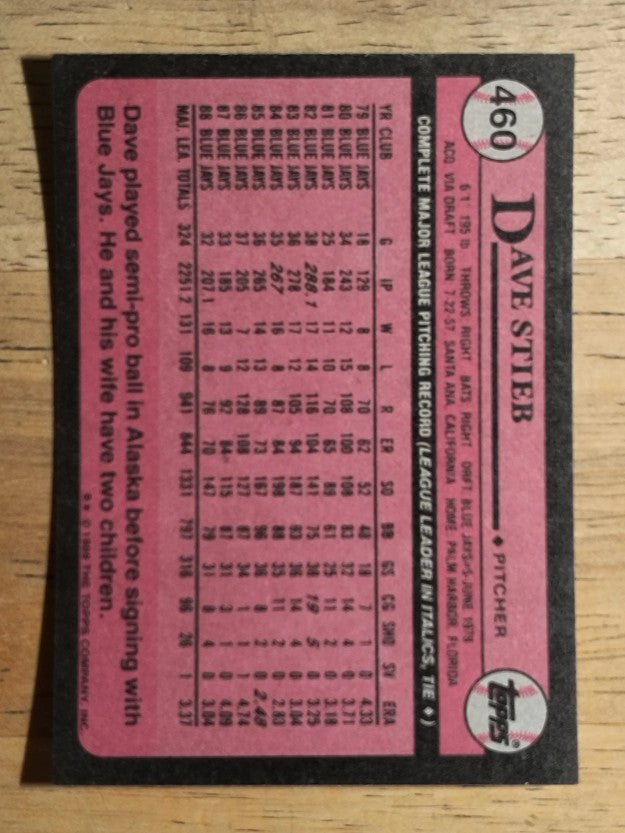 1989 Topps #460 Dave Stieb