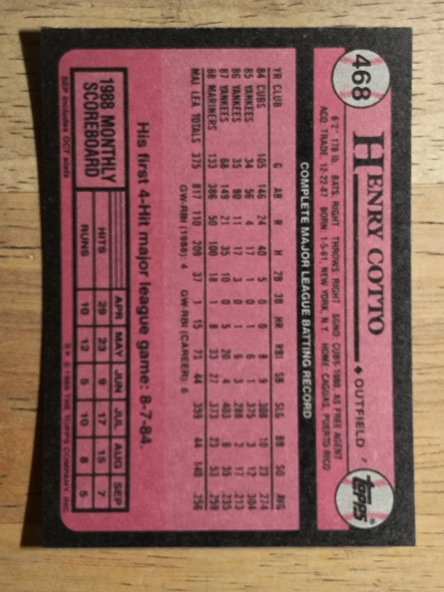 1989 Topps #468 Henry Cotto