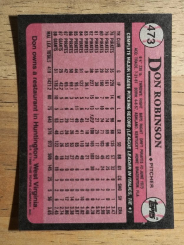 1989 Topps #473 Don Robinson