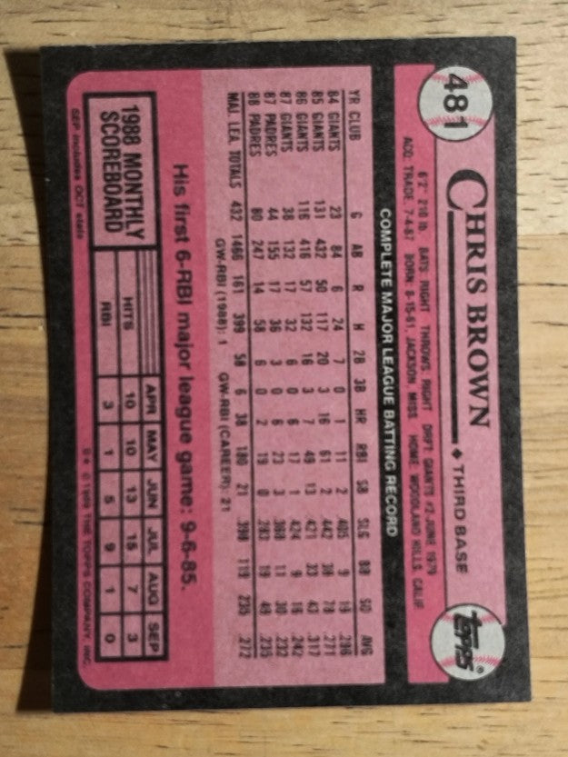 1989 Topps #481 Chris Brown