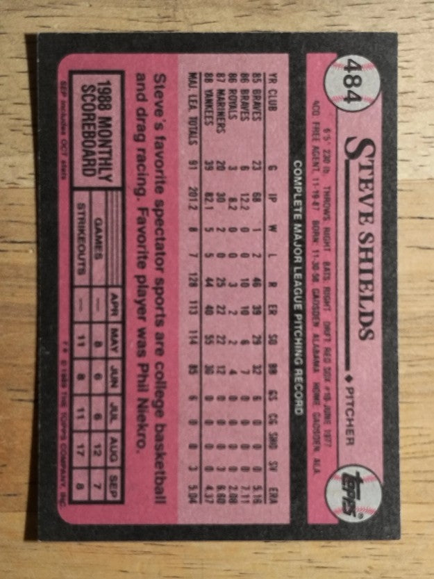 1989 Topps #484 Steve Shields