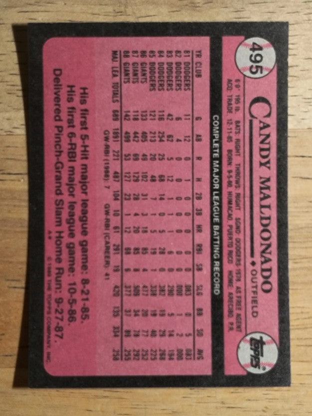 1989 Topps #495 Candy Maldonado