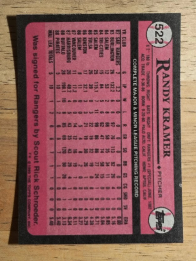 1989 Topps #522 Randy Kramer