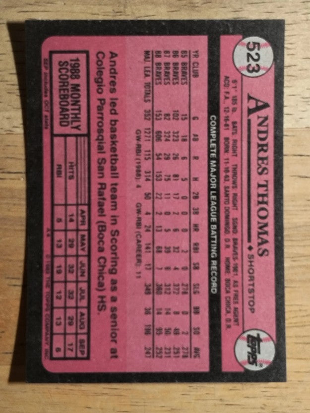 1989 Topps #523 Andres Thomas
