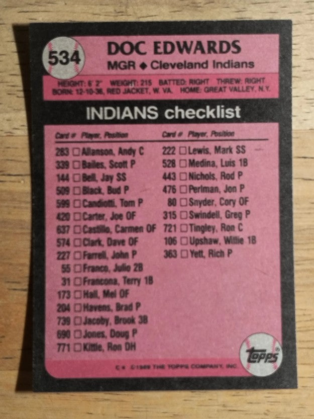 1989 Topps #534 Doc Edwards MG