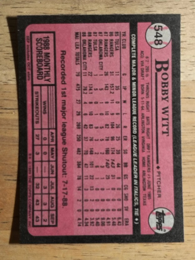 1989 Topps #548 Bobby Witt