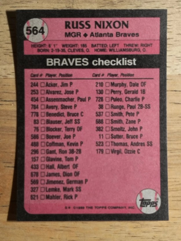 1989 Topps #564 Russ Nixon MG