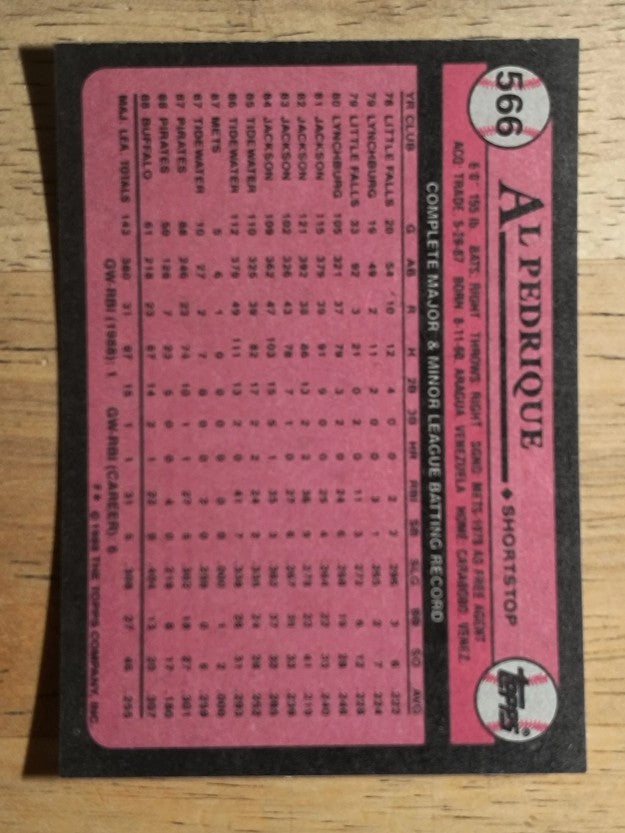 1989 Topps #566 Al Pedrique