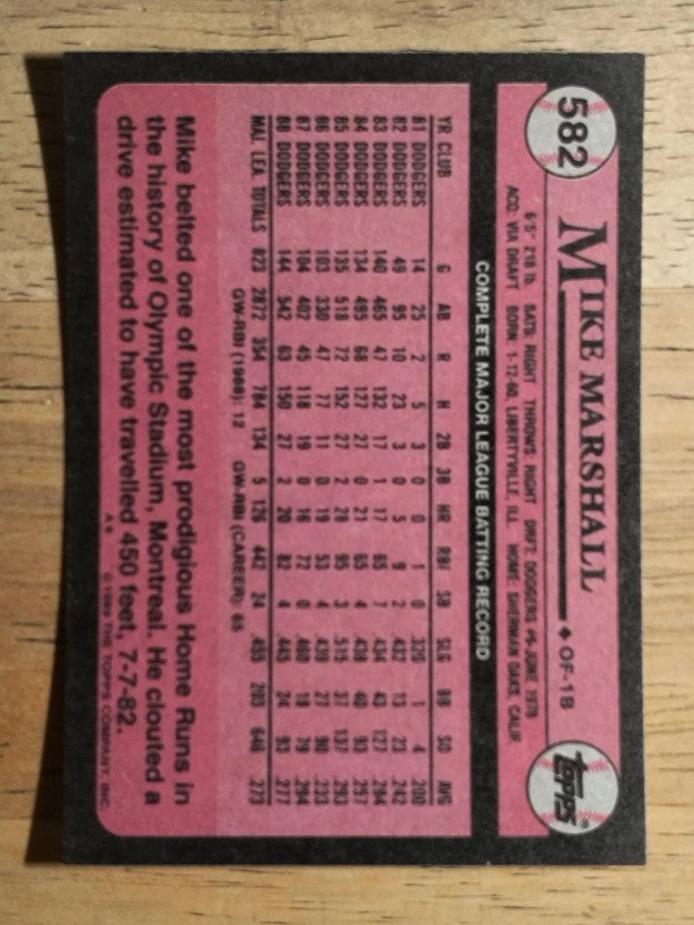 1989 Topps #582 Mike Marshall