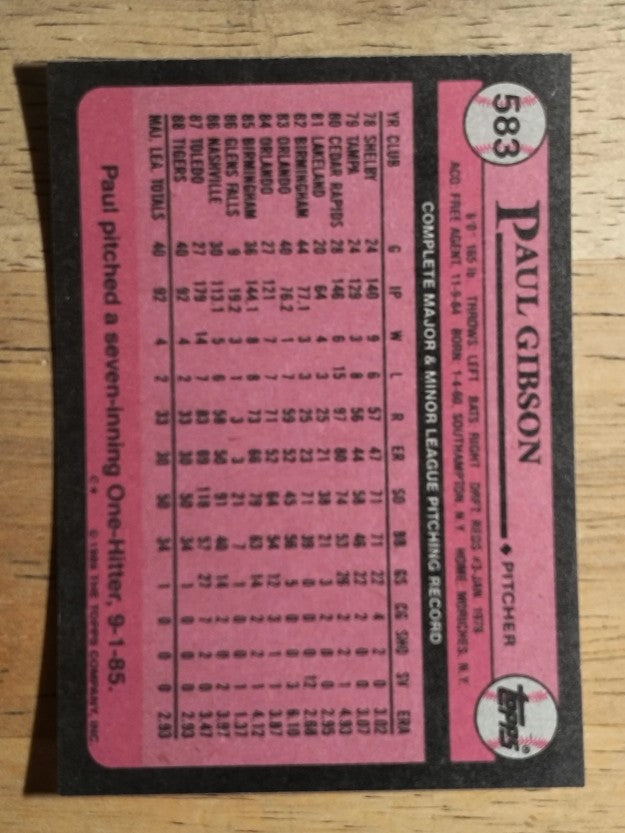 1989 Topps #583 Paul Gibson