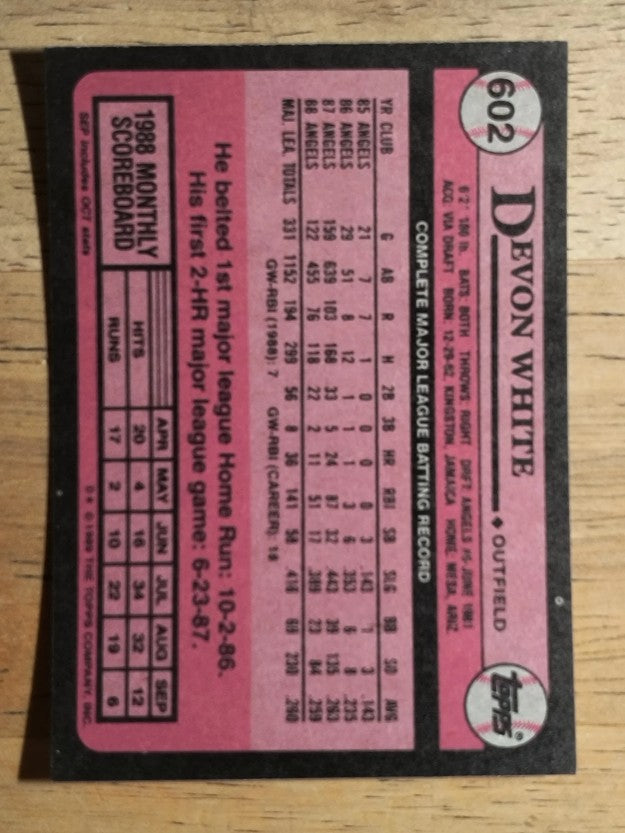 1989 Topps #602 Devon White