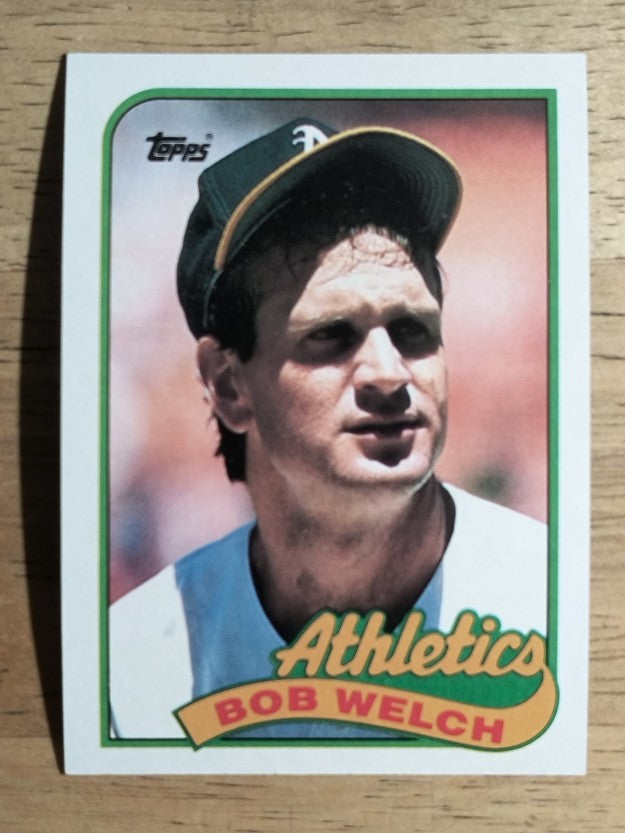 1989 Topps #605A Bob Welch ERR/Missing Complete M.L. Pitching Record Line