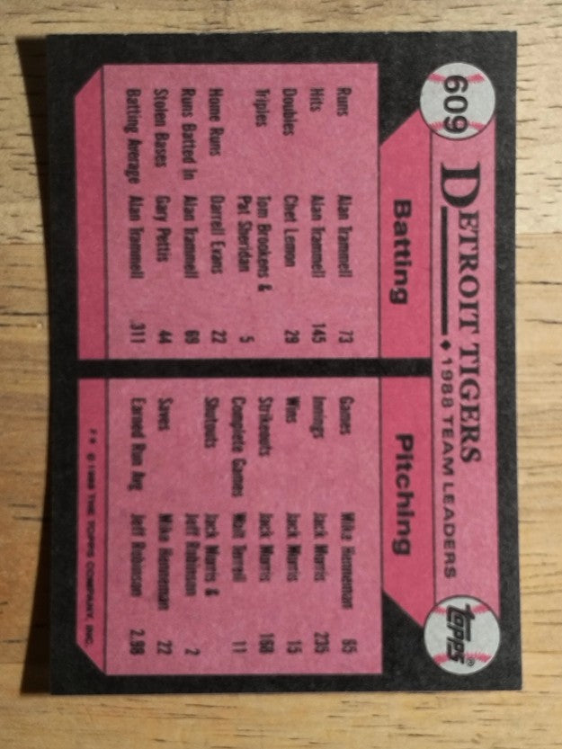 1989 Topps #609 Frank Tanana/Alan Trammell/Mike Heath TL