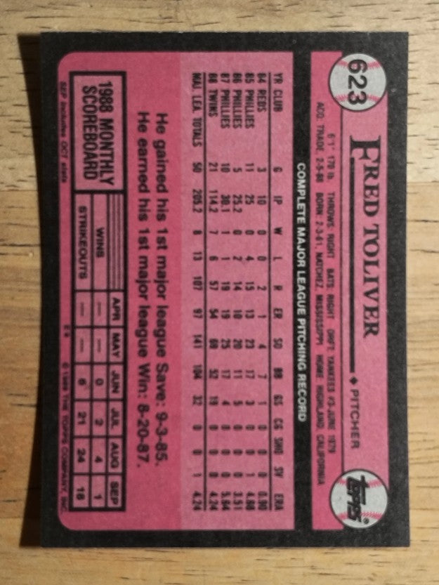 1989 Topps #623 Fred Toliver