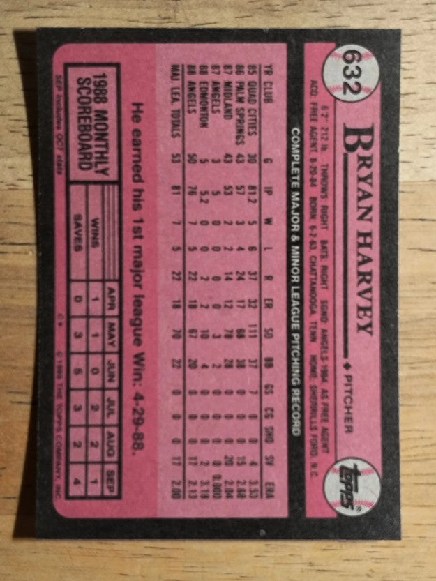 1989 Topps #632 Bryan Harvey RC