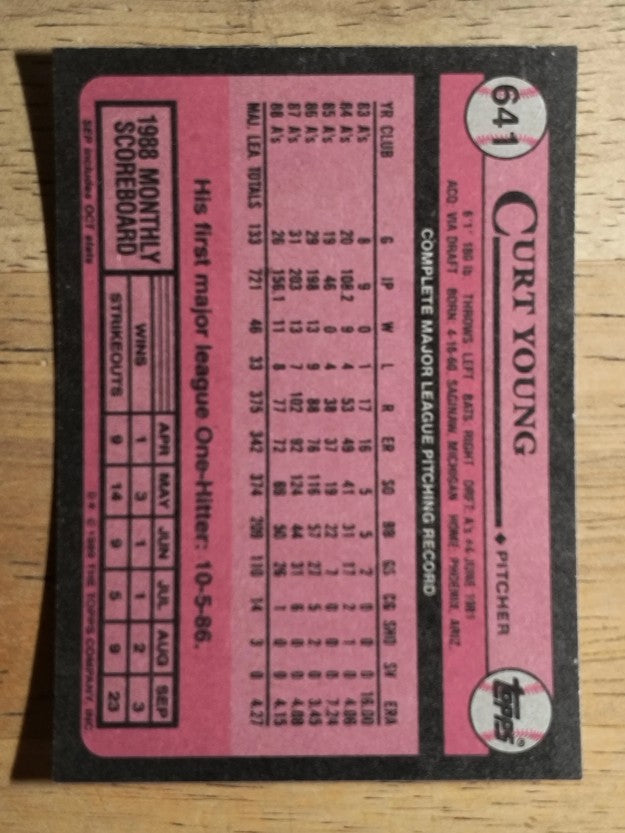 1989 Topps #641 Curt Young