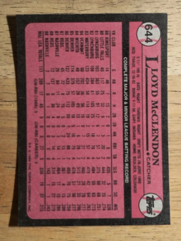 1989 Topps #644 Lloyd McClendon