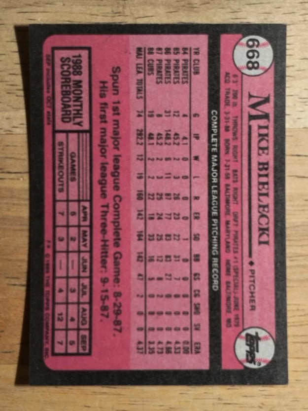 1989 Topps #668 Mike Bielecki