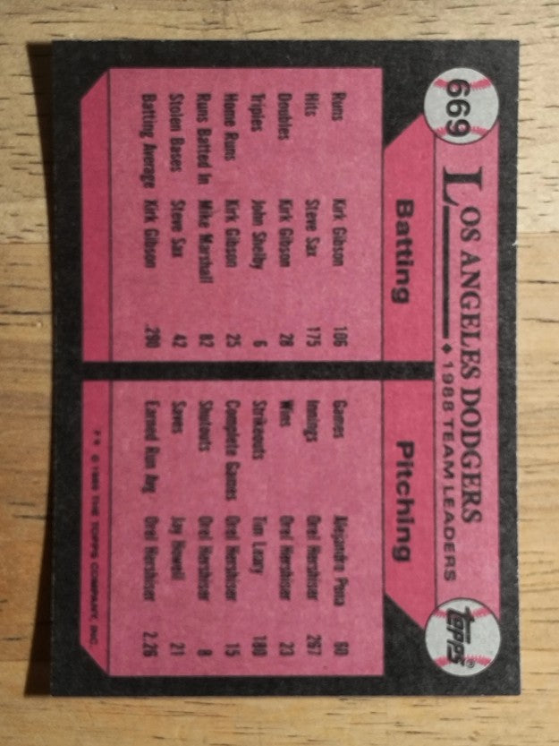 1989 Topps #669 Orel Hershiser/Mike Scioscia TL