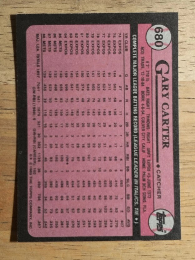 1989 Topps #680 Gary Carter