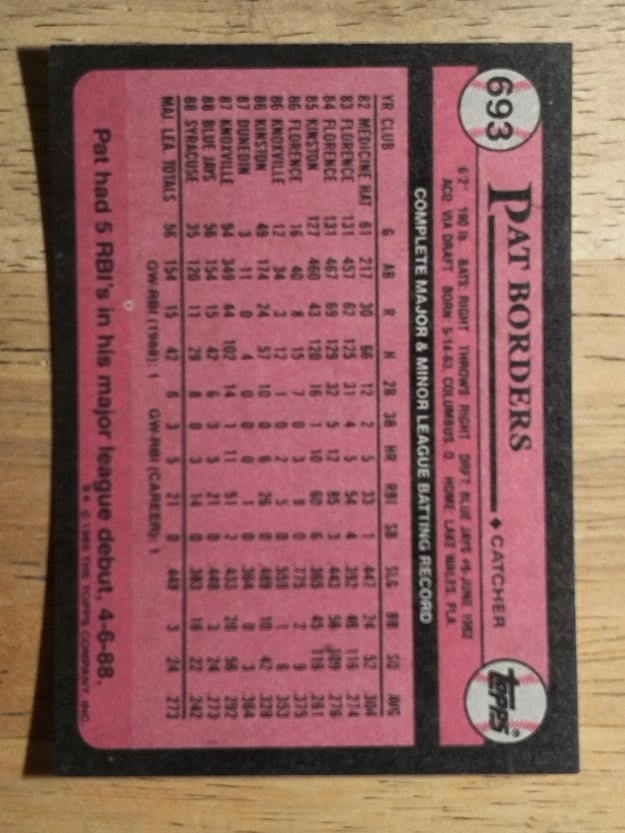 1989 Topps #693 Pat Borders RC