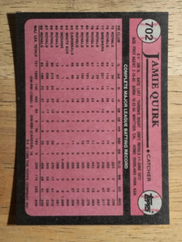 1989 Topps #702 Jamie Quirk