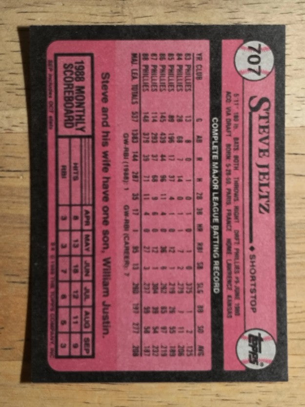 1989 Topps #707 Steve Jeltz