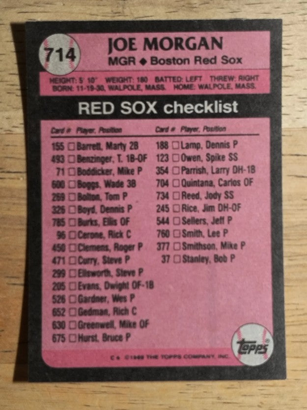 1989 Topps #714 Joe Morgan MG