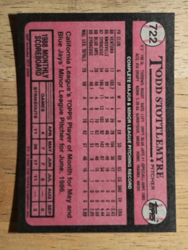 1989 Topps #722 Todd Stottlemyre
