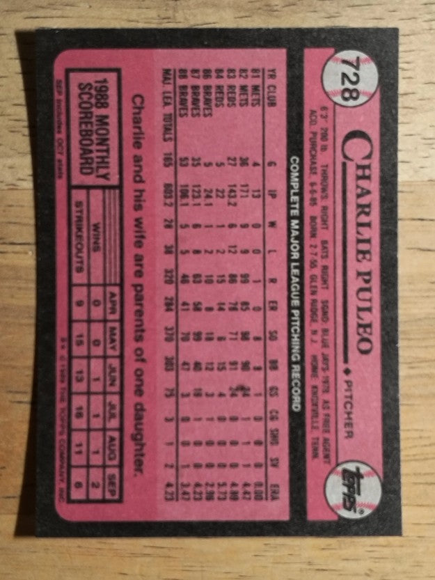 1989 Topps #728 Charlie Puleo