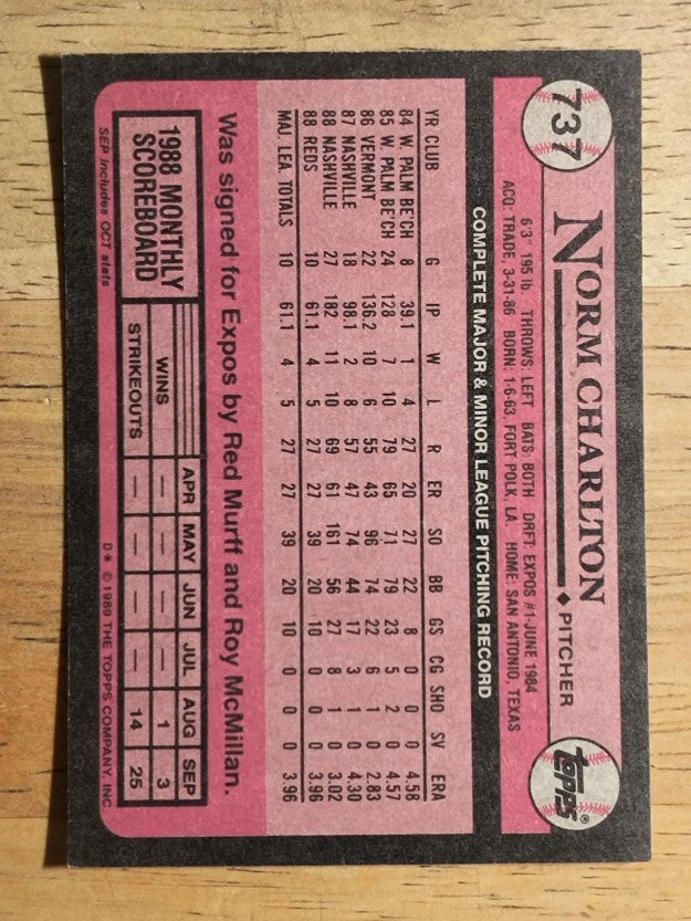 1989 Topps #737 Norm Charlton RC
