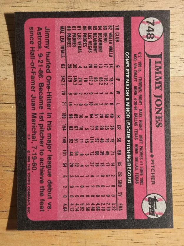 1989 Topps #748 Jimmy Jones