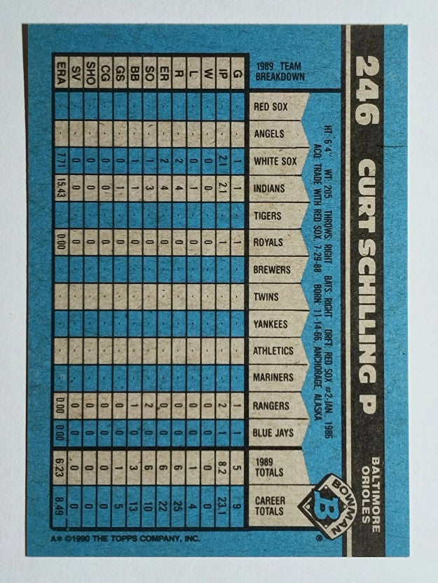 1990 Bowman #246 Curt Schilling