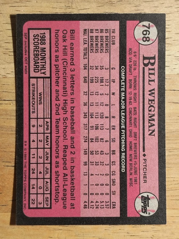 1989 Topps #768 Bill Wegman