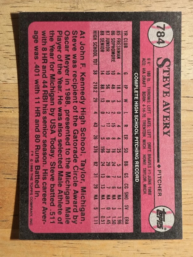 1989 Topps #784 Steve Avery FDP RC