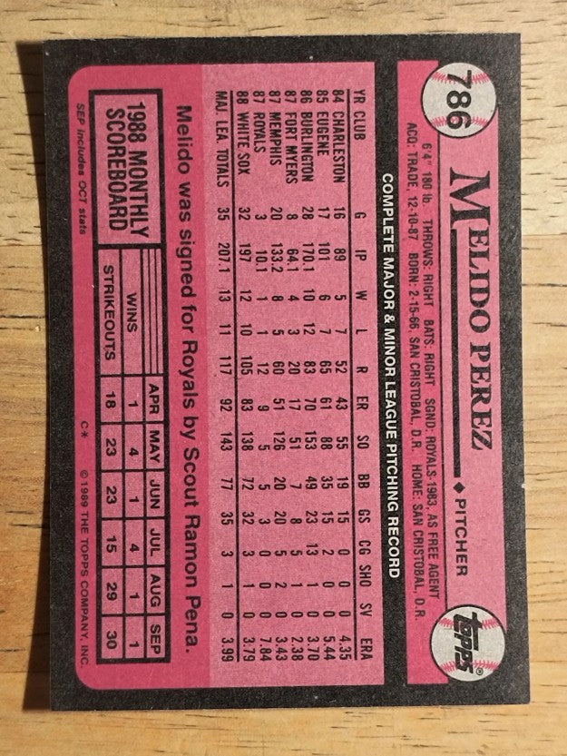 1989 Topps #786 Melido Perez