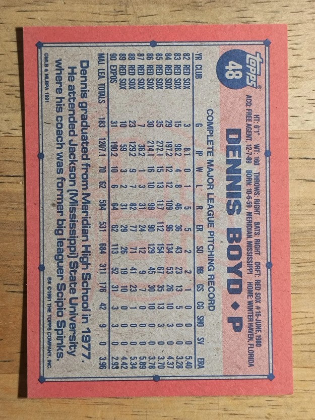 1991 Topps #48 Dennis Boyd