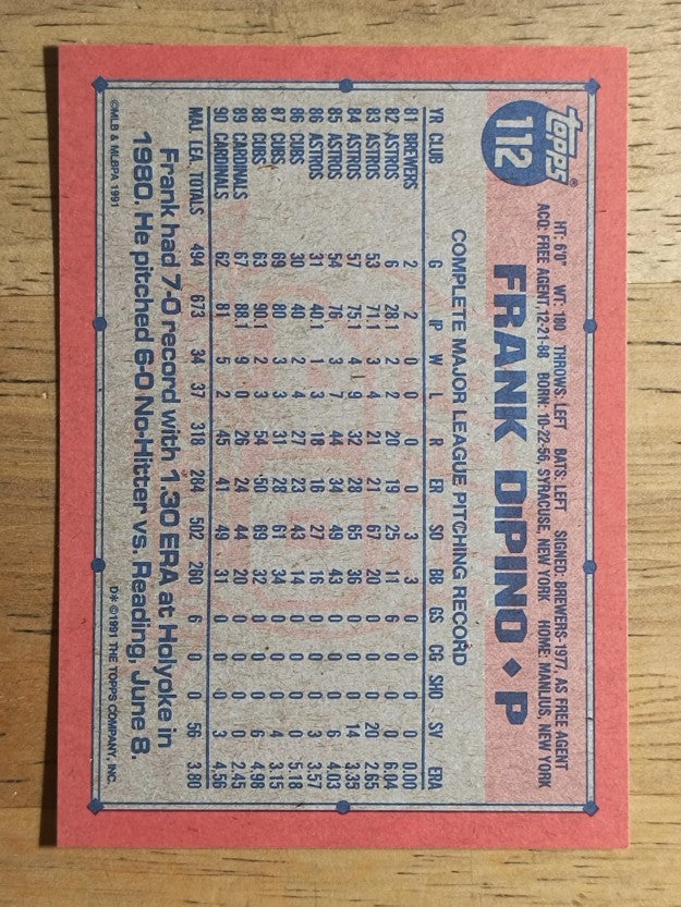 1991 Topps #112 Frank DiPino