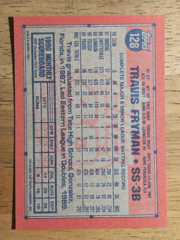 1991 Topps #128 Travis Fryman