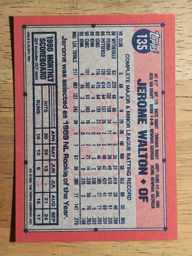 1991 Topps #135 Jerome Walton