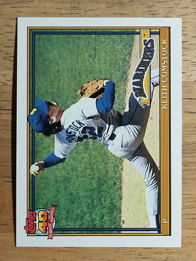 1991 Topps #337B Keith Comstock COR/Mariners logo on front