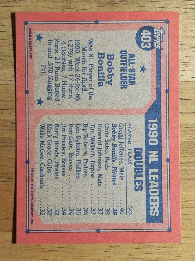 1991 Topps #403 Bobby Bonilla AS