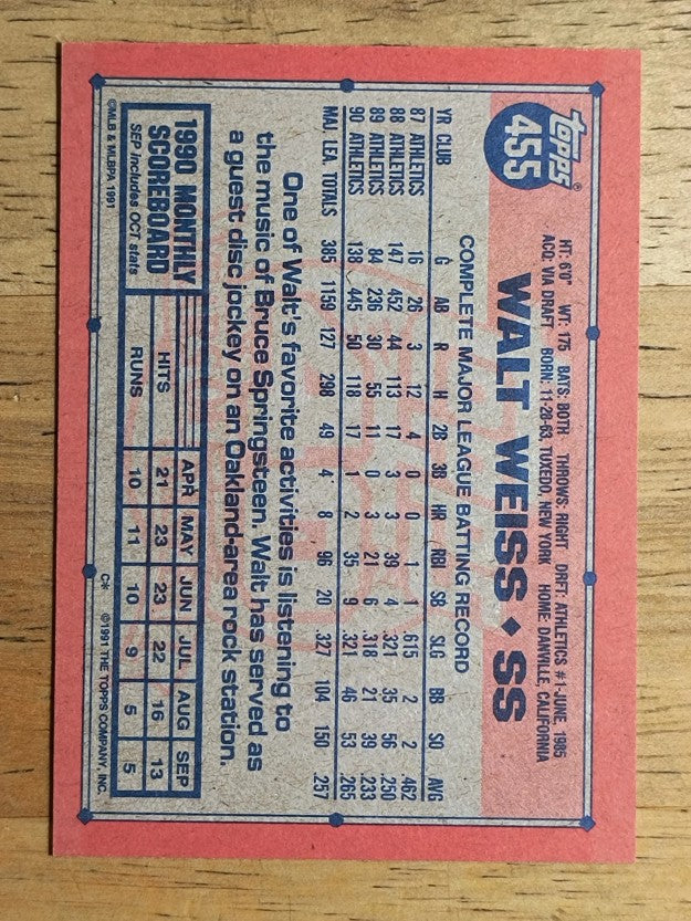1991 Topps #455 Walt Weiss