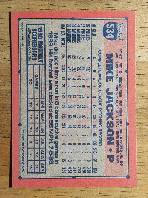 1991 Topps #534 Mike Jackson