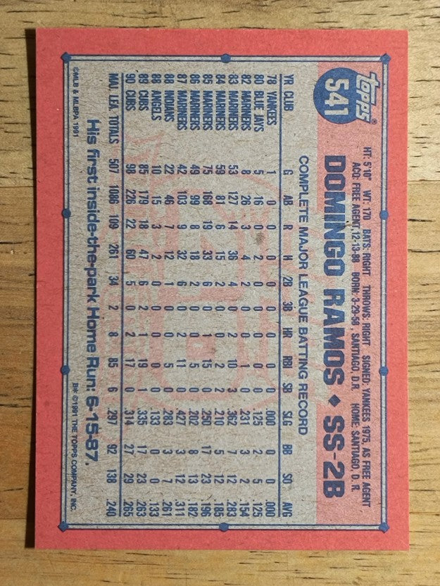 1991 Topps #541 Domingo Ramos